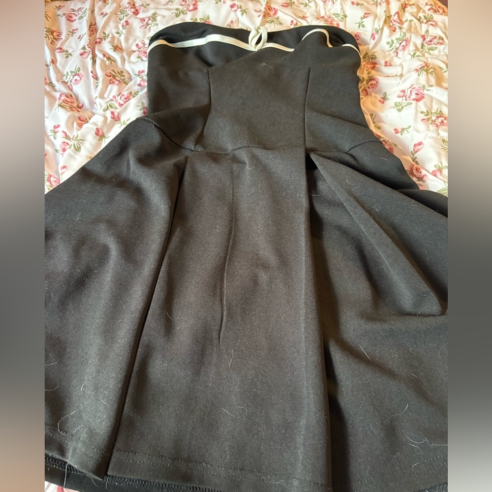2/35$🍓⭐️ White trim with bow, Black Fit-and-Flare Dress
